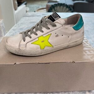 Golden Goose White Sneakers with Yellow Star